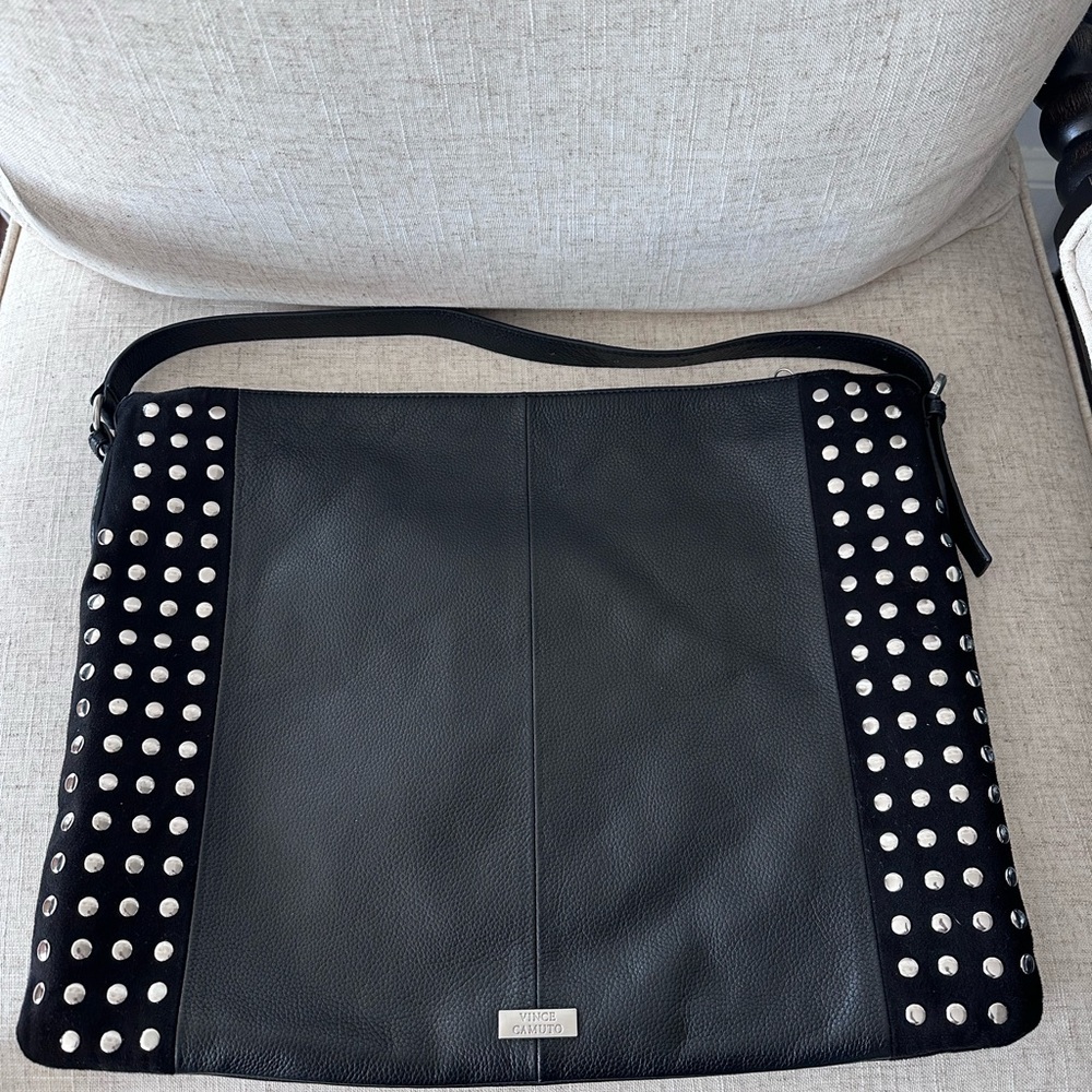 NWOT Vince Camuto Black Tote Bag with Silver Studs